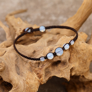 2024 nuevo estilo étnico Simple moda ópalo pie adornos Tailandia impermeable cera hilo tejido a mano playa pierna cadena tobilleras regalo - Product Image 5