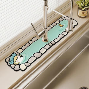 Tapis de protection pour robinet d'évier de cuisine, rectangulaire, antidérapant, absorbant, en polyester, motif original, pour la protection des bords du comptoir - Product Image 1