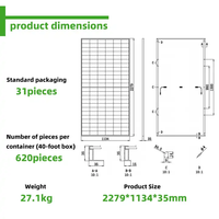 Stock UE pour module PV 540-550W panneaux solaires monocristallins demi-cellule 21.3% efficacité 144 cellules couvercle frontal en verre alimentation OEM