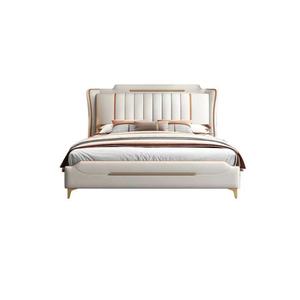 เตียงหนังอิตาลีสไตล์หรูหราทันสมัย เตียงมินิมอลขนาดควีนไซส์ เฟอร์นิเจอร์ห้องนอน - Product Image 5