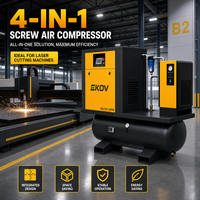 Compresseur d'air à vis 4 en 1 de 15 kW avec sécheur d'air réfrigéré, robuste pour l'industrie lourde, utilisation continue