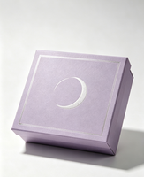 Boîte cadeau rigide écologique de luxe réutilisable avec motif de croissant de lune en relief, boîte en papier rigide personnalisée avec feuille d'argent pour cosmétiques