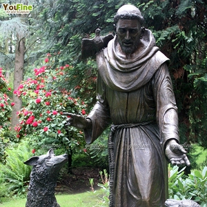 Église populaire Figure religieuse Sculpture Bronze Saint François d'Assise Statue - Product Image 6