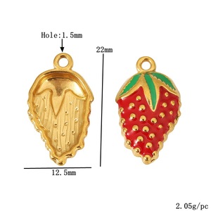 Colgante de frutas de acero inoxidable esmaltado, formas mixtas para hacer pulseras, accesorios de joyería DIY - Product Image 3