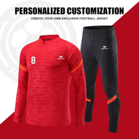 Jersey Sepak Bola Lengan Panjang Remaja Pria 100% Poliester Logo Kustom Depan/Belakang Nomor Tim Cepat Kering Bernapas