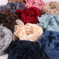 Écharpe personnalisable à surface brillante, élastique, froissée, couleur unie, respirante, en tissu doux, à bout fermé