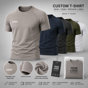 Camiseta de Cuello Redondo para Hombre con Logotipo Personalizado, Manga Corta, Color Sólido, Tejido Transpirable, Servicio de Impresión de Marca Privada OEM ODM - Product Image 1
