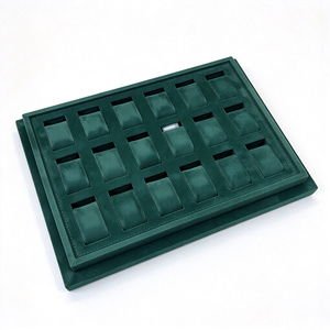 Caja/Bandeja Verde de Alta Gama para 18 Relojes con Almacenamiento Superior, Bandeja Organizadora de Relojes de Terciopelo con Múltiples Compartimentos para Joyería - Product Image 4
