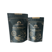 Impression de logo personnalisé, sachet de thé résistant à l'humidité, sachet de thé noir en poudre, emballage de thé aux herbes, sachet debout avec fermeture éclair