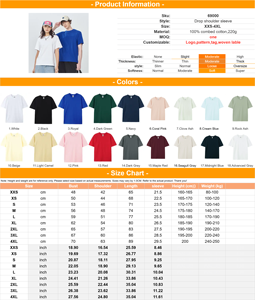 Vente en gros de t-shirts d'été pour hommes 100% coton, tissu tricoté de haute qualité 220g, logo personnalisé, vêtements décontractés unis - Product Image 2
