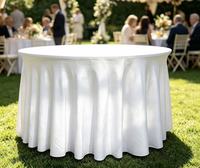 Housse de table ronde extensible en polyester élasthanne pour mariage, hôtel, banquet, fête, décoration d'événements (vente en gros)