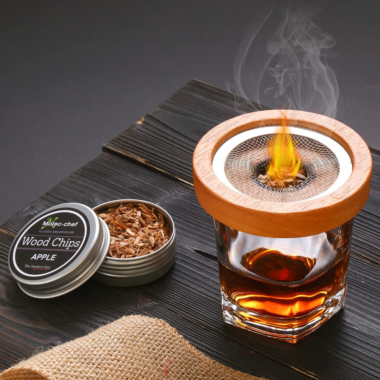 Kit Per Affumicare Cocktail E Bevande TOPRON – Con Torcia, 4 Tipi Di Trucioli Di Legno, Per Whisky, Bourbon, Caffè