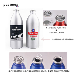 Botellas de aluminio de 1 litro para cerveza, botellas de aluminio personalizadas para cerveza artesanal, latas de aluminio de 1000 ml sin tapas para rellenar. - Product Image 6