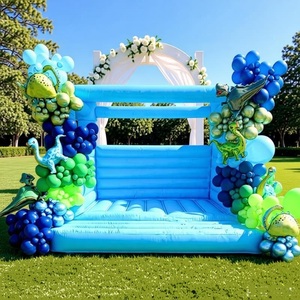 Château gonflable blanc pour fêtes en plein air, mariage, château gonflable avec toboggan pour locations de châteaux gonflables - Product Image 4