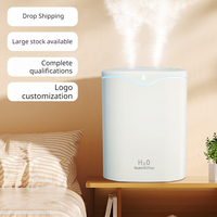 Nouvel humidificateur USB transfrontalier à double pulvérisation en plastique, silencieux, pour chambre à coucher, petit format de bureau, aromathérapie, grande capacité >5L, idéal pour hôtel, camping-car, nuit