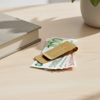 Portefeuille en acier inoxydable moderne et simple avec logo personnalisable, pour cartes de crédit, classeur de documents, classeur de factures