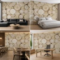 Papier peint mural circulaire moderne à relief neutre, texture naturelle, pour les intérieurs contemporains et commerciaux