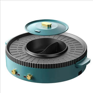 แร็กเก็ตฟองดูไฟฟ้า2-in-1สำหรับการค้ากระทะย่างบาร์บีคิวเกาหลีและหม้อร้อนแบบไร้ควันกระทะย่างในร่มพร้อมปลั๊กเรา - Product Image 1