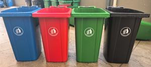 سلة نفايات بلاستيكية ذات جودة عالية من الشركة المصنعة في الهواء الطلق سعة 120 لتر ، حاوية غبار كبيرة الحجم مع طباعة مجانية - Product Image 2