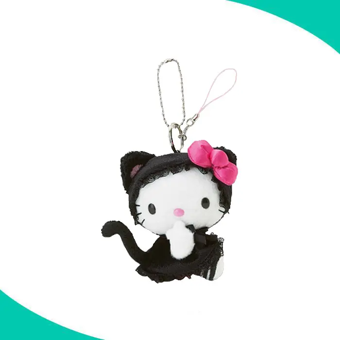 Güzel mini hello kitty anahtarlık soyunma dolması peluş siyah hello kitty