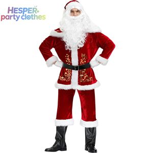 HESPER Men's Fancy Santa Claus Costume Printed Christmas Suit With Dresses and Pants for Adults' Parties Featuring <b>TV</b> Character - Product Image 1