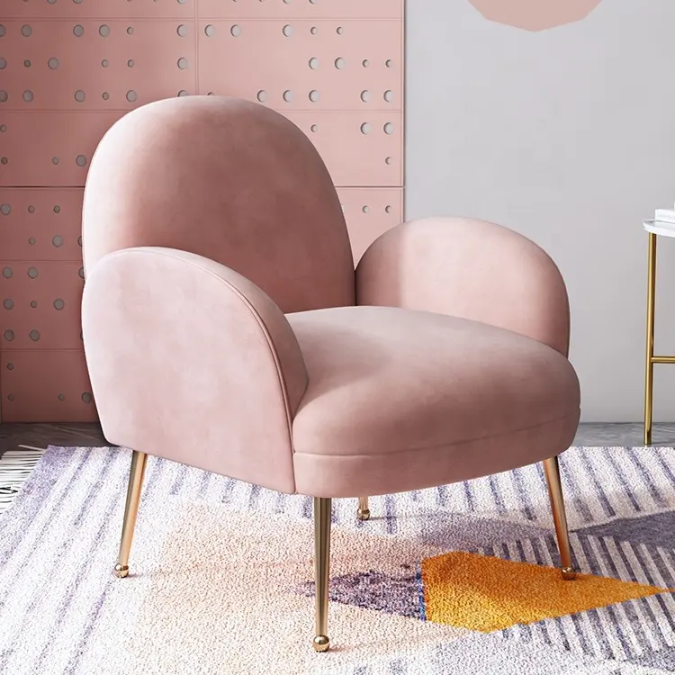 Foshan yeni iyi mobilya ışık lüks İskandinav basit flanel kanepe yatak odası pembe Net kırmızı rahat kaplan sandalye