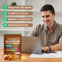 Acentiallabs Mélange de champignons tout-en-un, supplément nootropique pour le cerveau, gommes aux champignons avec Ashwagandha pour la mémoire et le soutien immunitaire