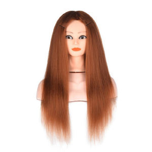 Cabeza de entrenamiento recta Yaki con pelos largos y gruesos, práctica de maquillaje, maniquí de peluquería, muñecas, maniquí de estilo - Product Image 5