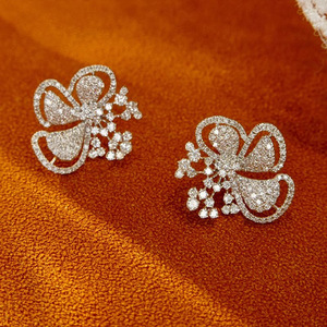 Orecchini a Perno con Micro Incastonatura di Zirconi a Forma Floreale, Stile Pastorale, Gioielli Trendy per Donne - Product Image 6