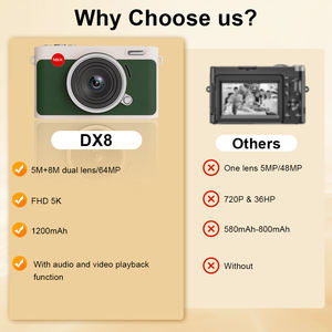8MP + 5MP 4K HDプロフェッショナルデジタルカムコーダー64MPオートフォーカスビデオアンチシェイクデュアルレンズ付き1200mAhミニカムコーダー - Product Image 3
