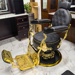 Antique Salon Furniture Barber Shop Equipment Black Retro Barber Chair <b>Reclining</b> Heavy Hydraulic Barber Chair Modern for Men - Product Image 5