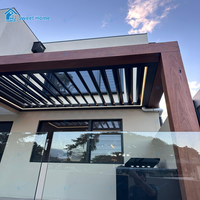 Pergola bioclimatique motorisée à lames orientables en aluminium thermolaqué, couverture de pavillon pour balcon, imperméable