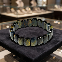 Pulsera de Cuentas de Ojo de Tigre de 7.5 Pulgadas, Piedra Natural Ovalada Facetada Geométrica, Joyería Clásica Unisex