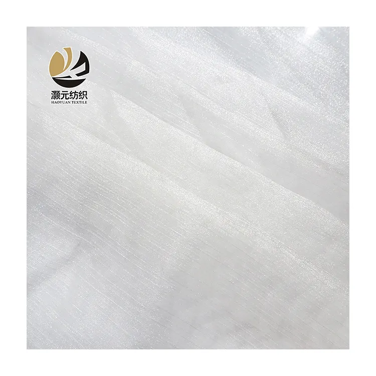 High quality plain fancy design white shiny crepe chiffon fabric for women dress