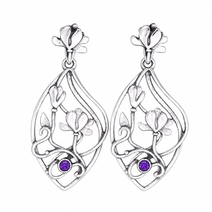Orecchini Bohemien a forma di fiore di loto da donna, gioielli alla moda in stile floreale vintage - Product Image 1