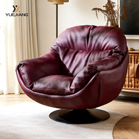 Sillón Giratorio Individual de Cuero Genuino, Estilo Moderno y Sencillo, de Alta Gama, para Sala de Estar o Balcón