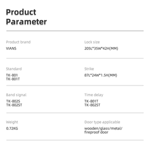Verrou électrique à pêne dormant Vians <span class=keywords><strong>de</strong></span> haute qualité 12V en cuivre pur avec retour LED et temporisation - Product Image 5