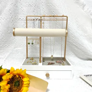 Colar anel venda stand titular girando prateleira jóias organizador gaveta display titular metal brinco armazenamento rack