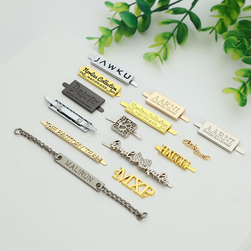Customized Aluminum Logo Tags Personalized Metal Brand Labels Engraved for Fashion Decor Bag Parts & Accessories