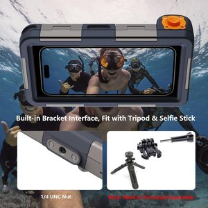 Étui <span class=keywords><strong>de</strong></span> plongée sous-marine universel Shellobox, série 17/16/15/14/13, 50 pieds (15 m), protection 360°, <span class=keywords><strong>étanche</strong></span>, polycarbonate, bleu-orange - Product Image 5