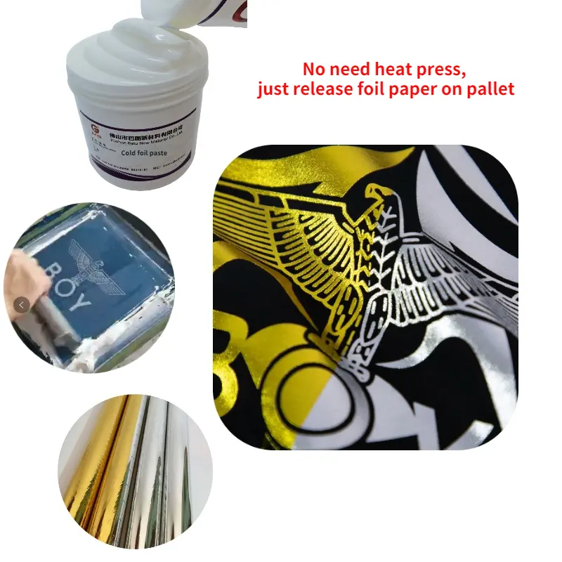 BATU water base cold foil paste for textile screen printing foil paper release on pallet