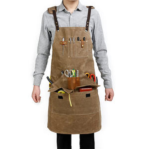 Adjustable Heavy-Duty Bib <b>Aprons</b> for Electricians Woodworkers Florists Gardeners Waterproof Waxed Canvas with <b>Leather</b> Trim - Product Image 1