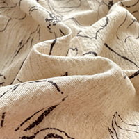 Parure de lit 4 pièces en velours de lait végétal 100 % polyester, motif floral botanique vintage français, avec volants élégants