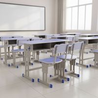 Ensemble de bureau et chaise double ergonomique réglable pour étudiants avec structure métallique pour l'étude en classe