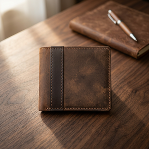 Mostly Adorable Men's Genuine Leather Wallet Cotton Lining Money Clip Vintage Style Long Zipper Closure Waterproof Customizable - Product Image 2