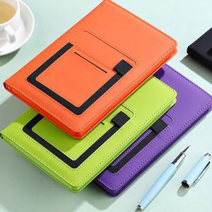 Custom A5 Leather Journal Notebook Cover with Portable Phone Pocket Card Holder Education/Agency/Insurance <b>Paper</b>-for Promotions - Product Image 5