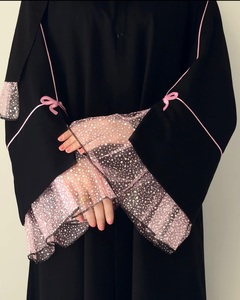 Abaya élégante pour femmes musulmanes, mode modeste, manches transparentes, couleur contrastée, vêtements islamiques, polyester, été, automne, design luxueux - Product Image 1