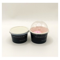 Contenant à glace jetable blanc mini 100 ml, bol personnalisé imprimé pour gelato, yaourt, crème glacée, gobelet en papier avec couvercle en papier plastique