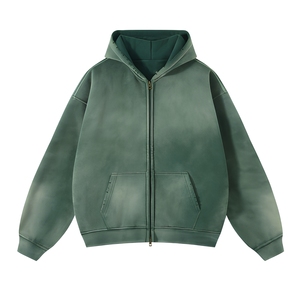 Custom <b>Green</b> Oversized Vintage Acid Wash <b>Mens</b> Pullover Hoodie Heavyweight Fleece Streetwear Wholesale Apparel USA EU UK B2B - Product Image 1