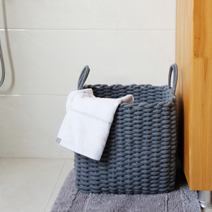 Cube Storage Organizer Collapsible Bedroom Organizer Natural Cotton Rope Woven Storage Baskets For Organizing